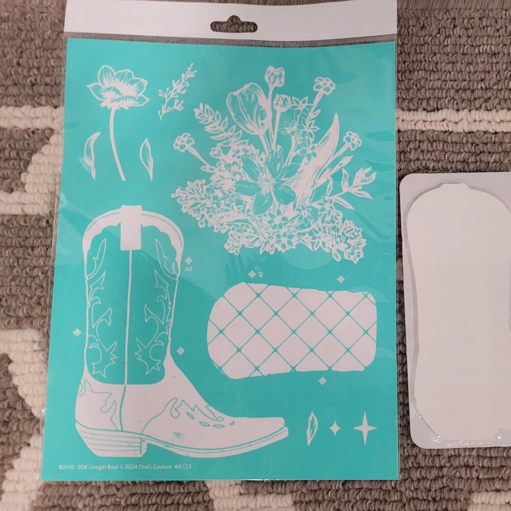 Chalk couture Cowgirl Boot Transfer with surface